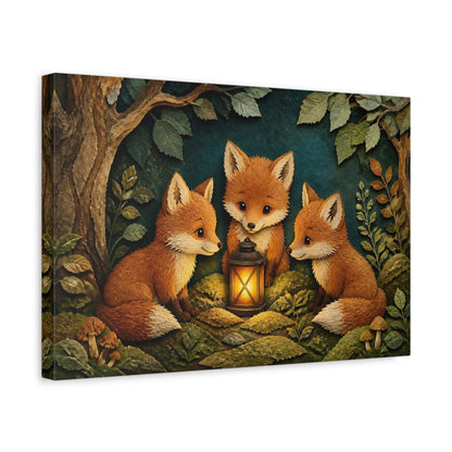 Side Mockup 4. Fox Lantern Trio shown as canvas print