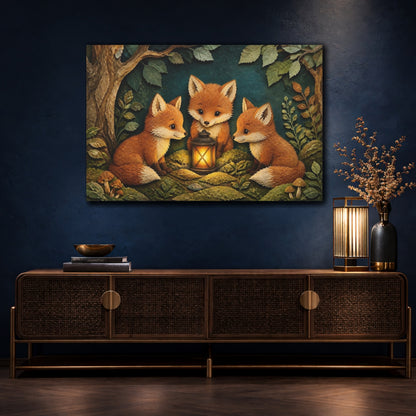 Mockup 4. Fox Lantern Trio shown as canvas print