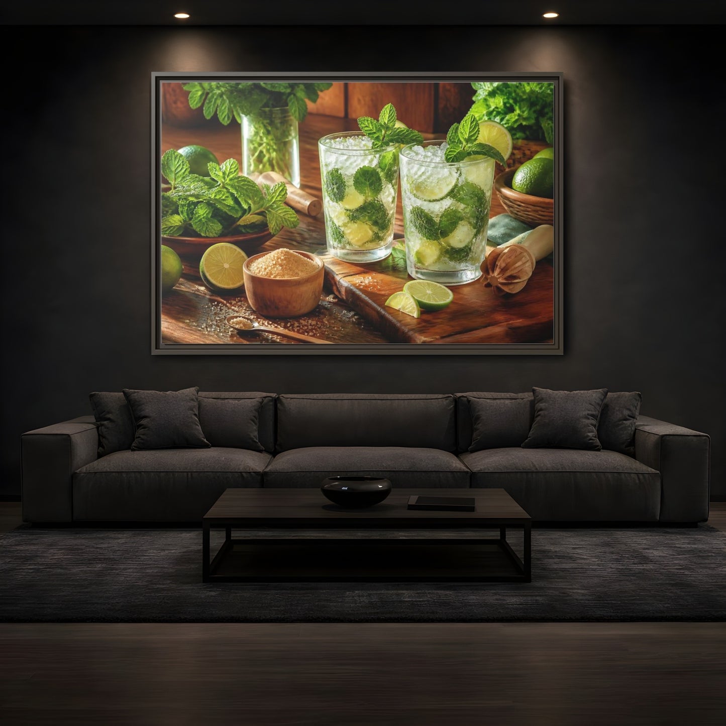 Mockup 3. Fresh Mojito Pair shown as framed canvas print