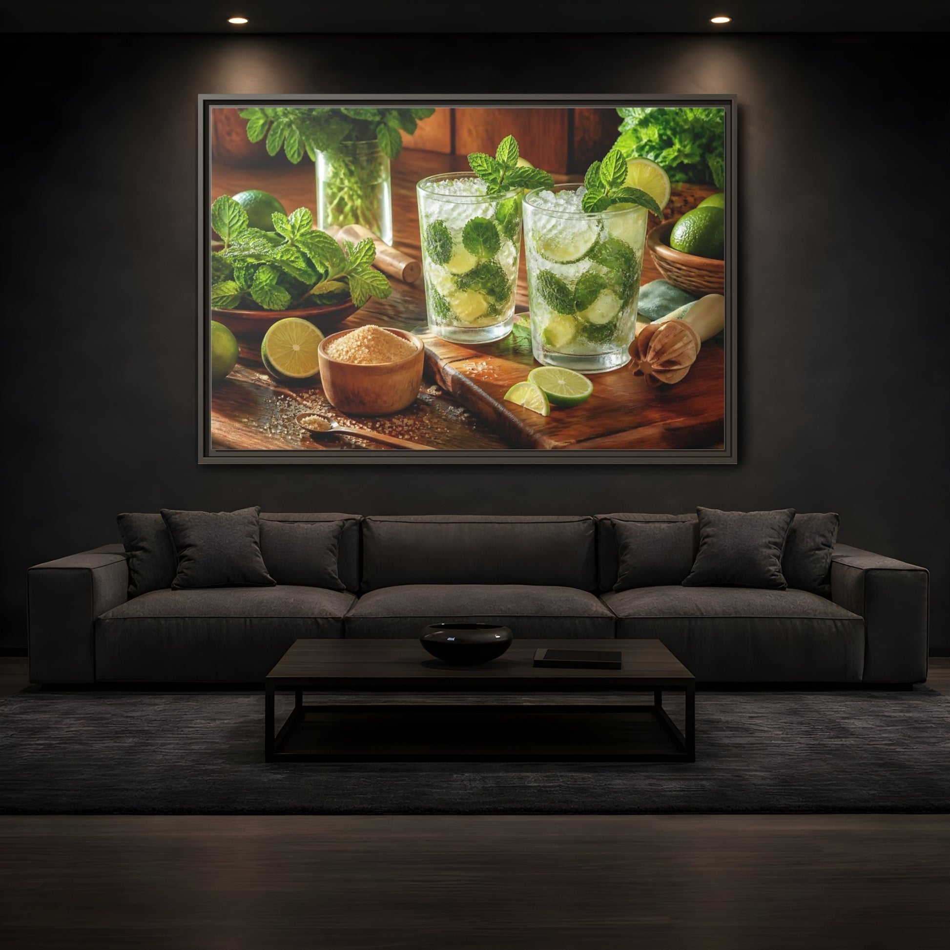 Mockup 3. Fresh Mojito Pair shown as framed canvas print