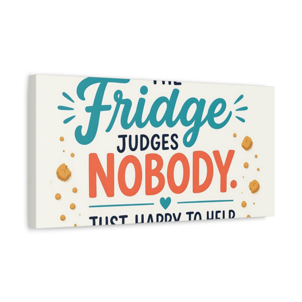 Side Mockup 3. Fridge Judges Nobody shown as canvas print