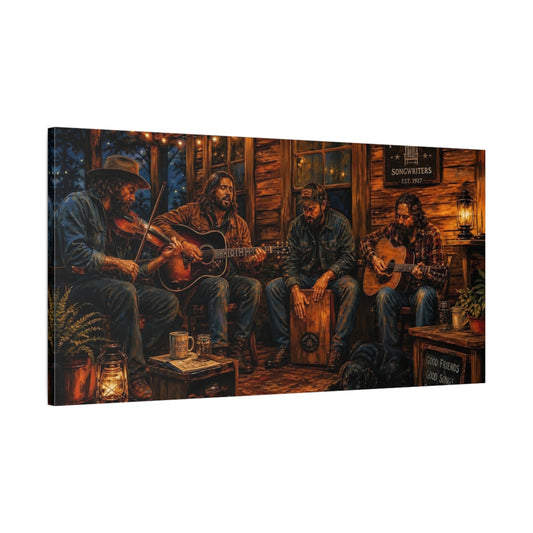Main Mockup. Front Porch Songwriters shown as canvas print