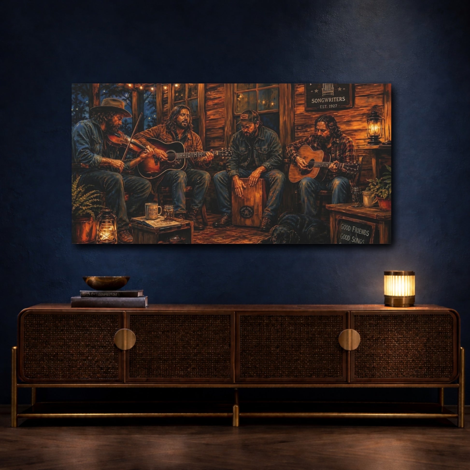 Mockup 4. Front Porch Songwriters shown as canvas print