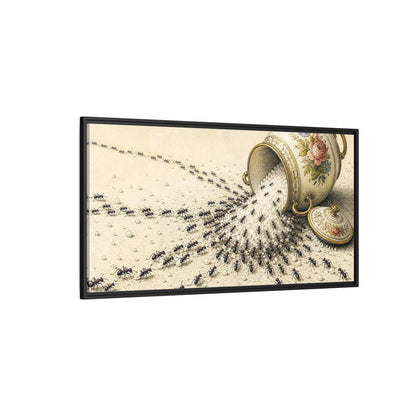 Side Mockup 5. Funny Ant Rescue shown as framed canvas print