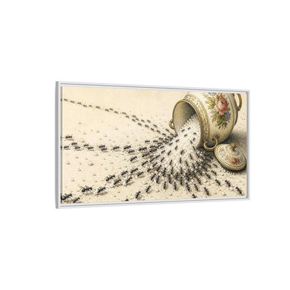 Side Mockup 3. Funny Ant Rescue shown as framed canvas print