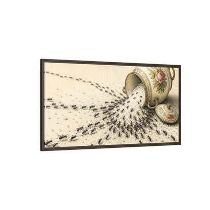Side Mockup 4. Funny Ant Rescue shown as framed canvas print