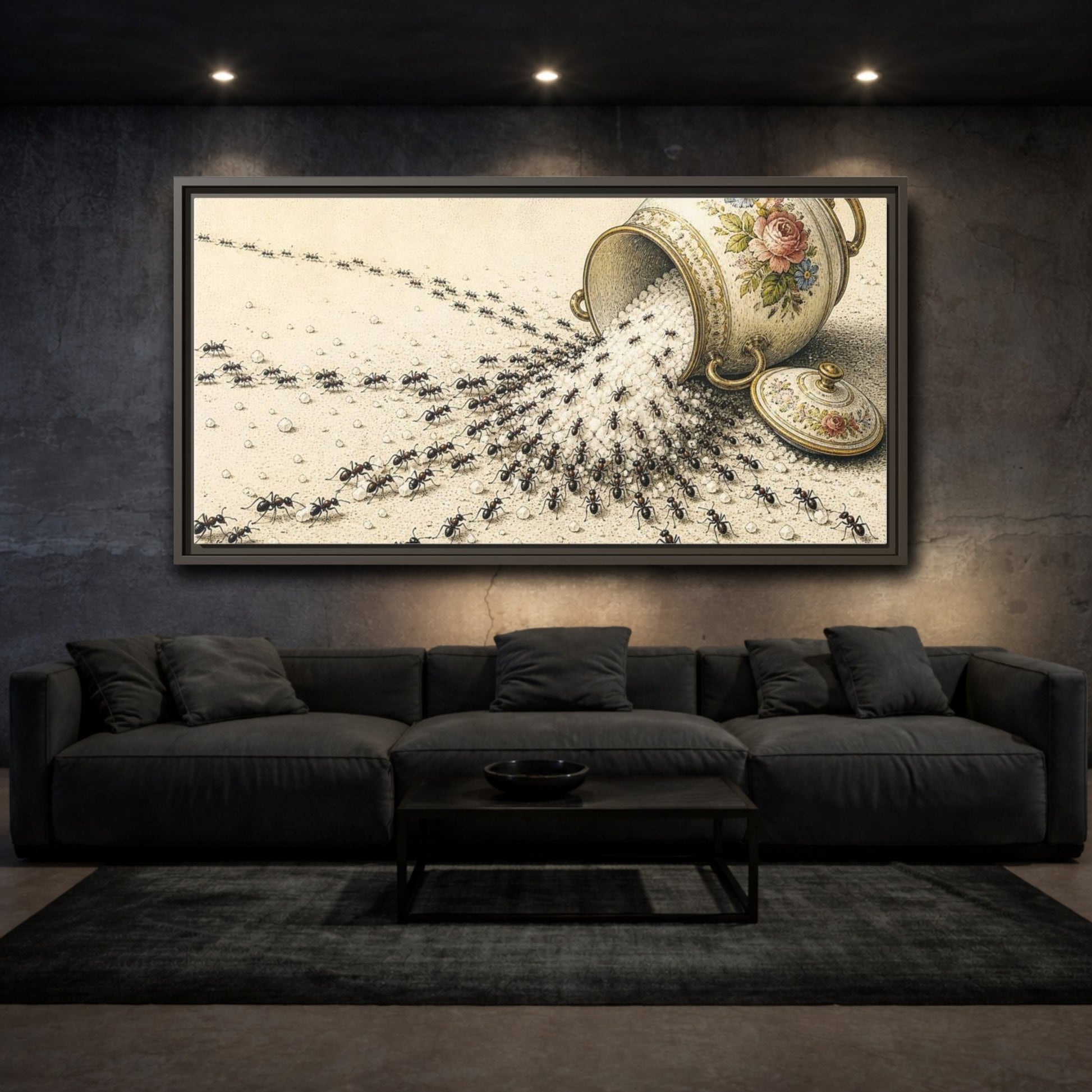 Mockup 3. Funny Ant Rescue shown as framed canvas print