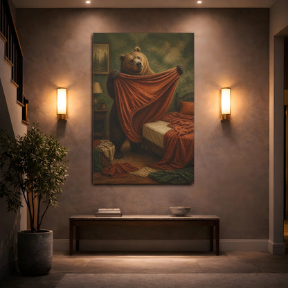 Mockup 2. Funny Bear Folding Sheet shown as canvas print