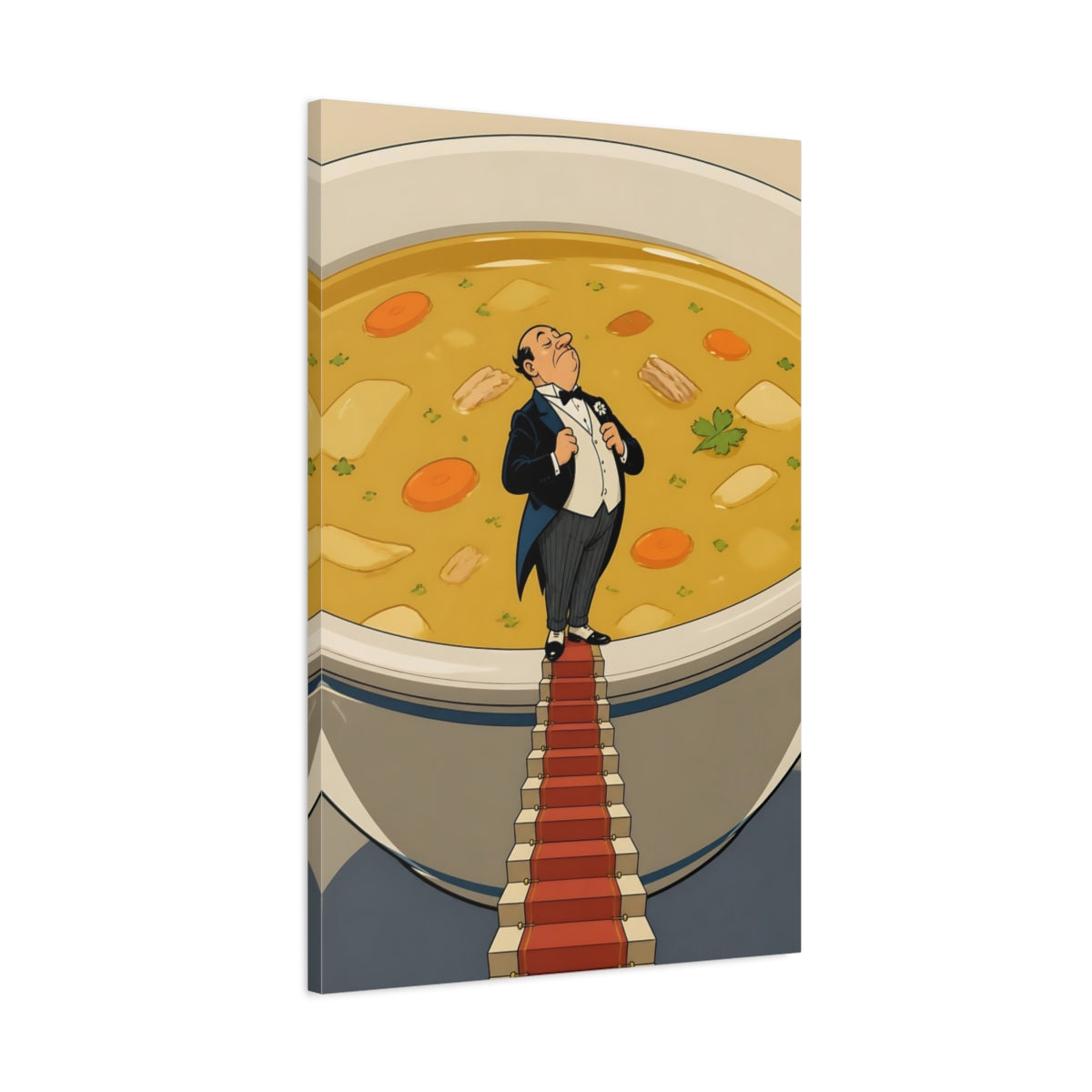 Main Mockup. Funny Butler In Soup shown as canvas print