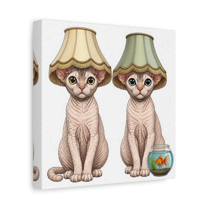 Side Mockup 9. Funny Devon Rex Cats shown as canvas print
