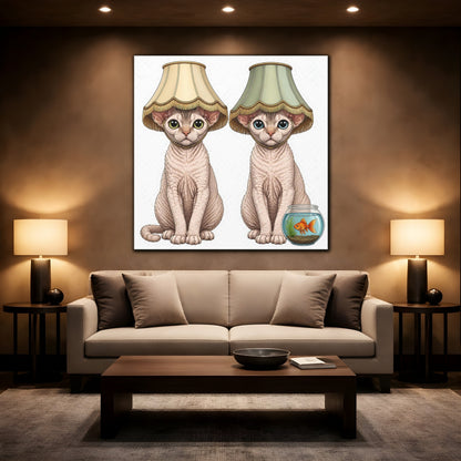 Mockup 2. Funny Devon Rex Cats shown as canvas print