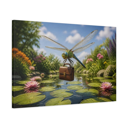 Main Mockup. Funny Dragonfly Briefcase shown as canvas print
