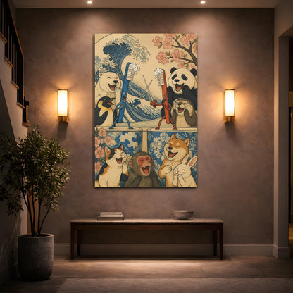 Mockup 2. Funny Dueling Toothbrushes shown as canvas print