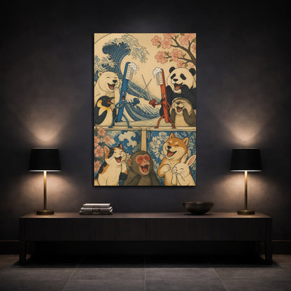 Mockup 3. Funny Dueling Toothbrushes shown as canvas print