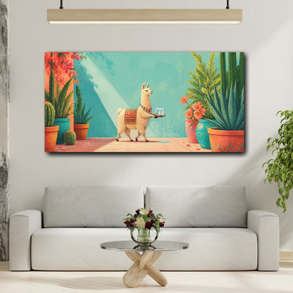 Mockup 2. Funny Llama With Ice shown as canvas print