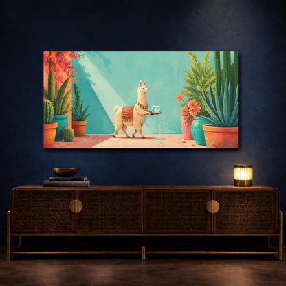 Mockup 4. Funny Llama With Ice shown as canvas print