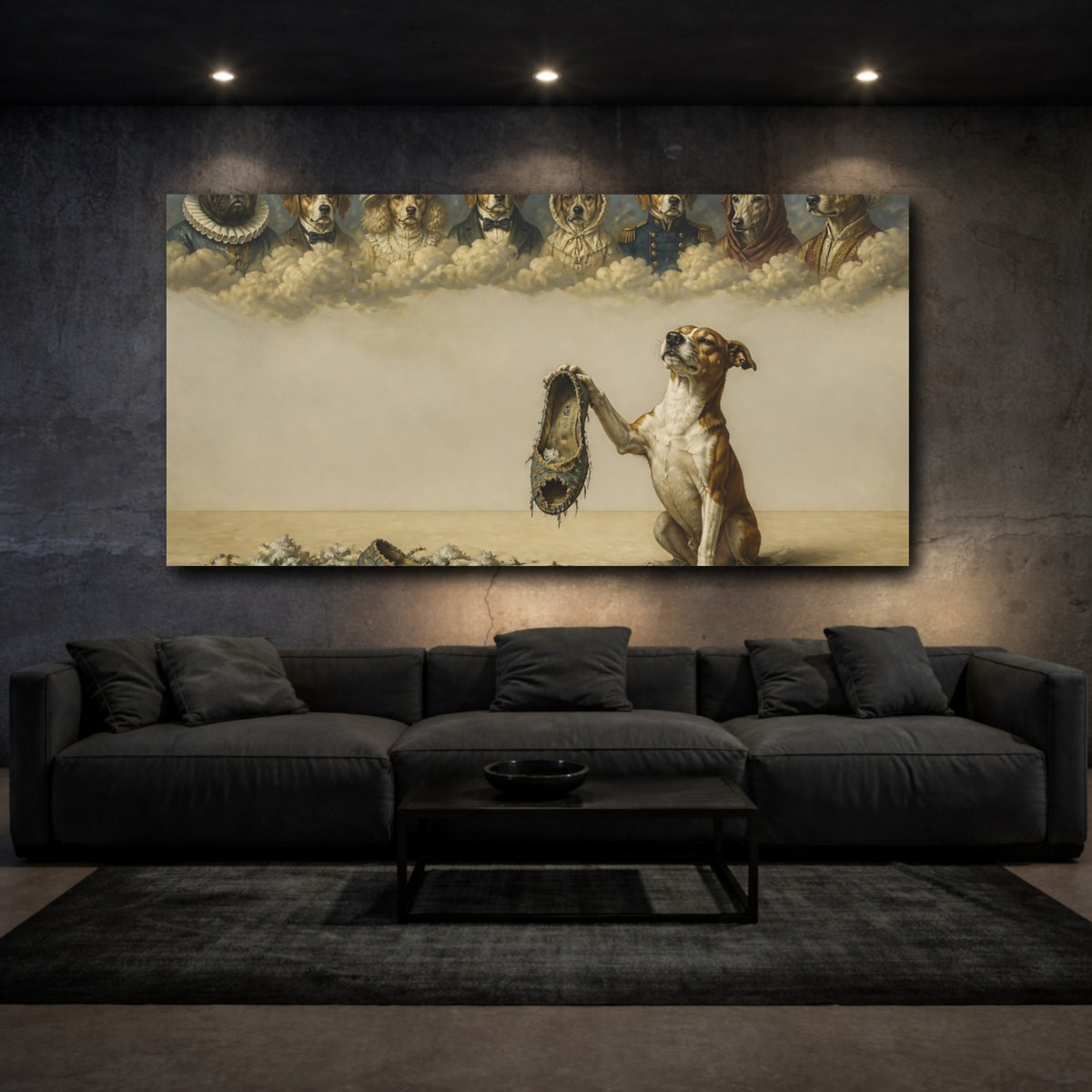Mockup 3. Funny Proud Dog With Slipper shown as canvas print