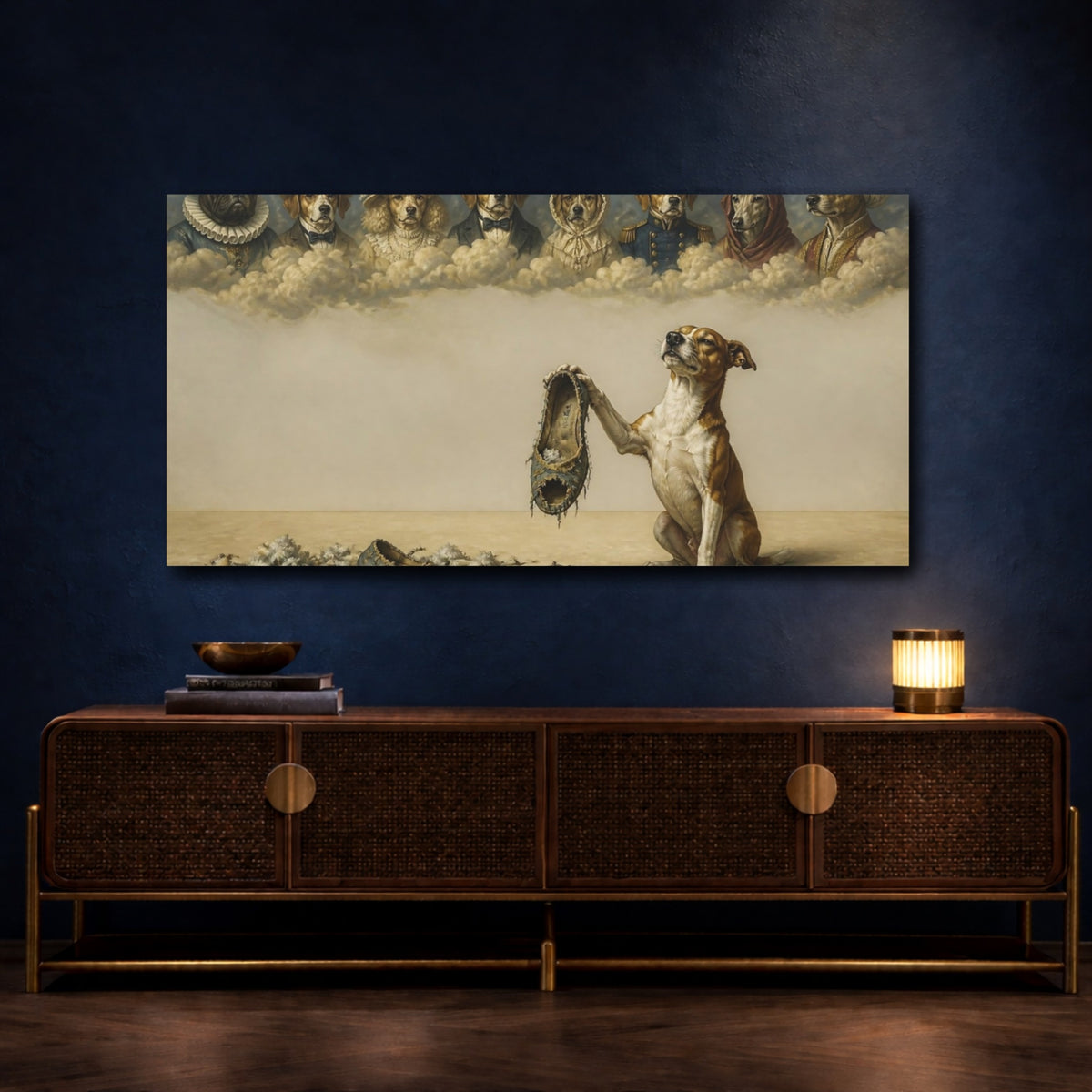 Mockup 4. Funny Proud Dog With Slipper shown as canvas print