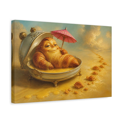 Side Mockup 4. Funny Smug Croissant shown as canvas print