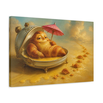 Side Mockup 3. Funny Smug Croissant shown as canvas print