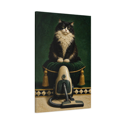 Main Mockup. Funny Tuxedo Cat shown as canvas print