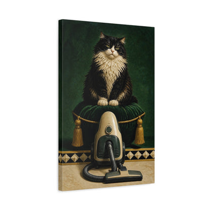 Side Mockup 3. Funny Tuxedo Cat shown as canvas print