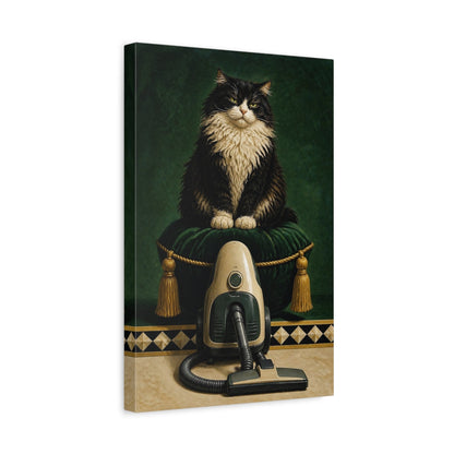 Side Mockup 4. Funny Tuxedo Cat shown as canvas print