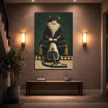 Mockup 2. Funny Tuxedo Cat shown as canvas print