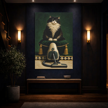 Mockup 4. Funny Tuxedo Cat shown as canvas print