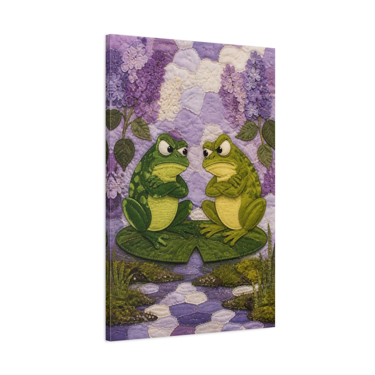 Main Mockup. Funny Two Frogs shown as canvas print