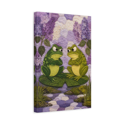 Side Mockup 4. Funny Two Frogs shown as canvas print