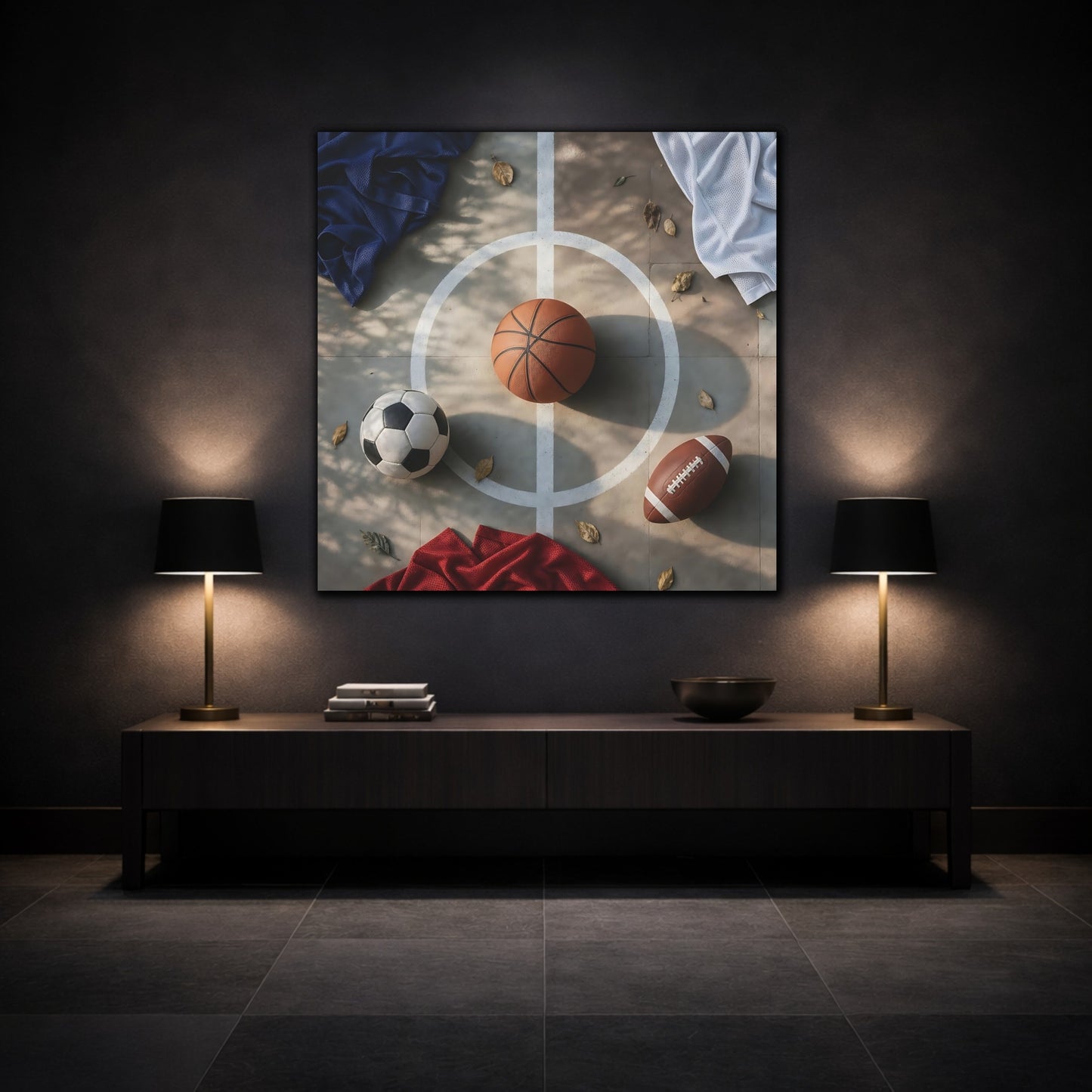 Mockup 3. Game Day Trio shown as canvas print