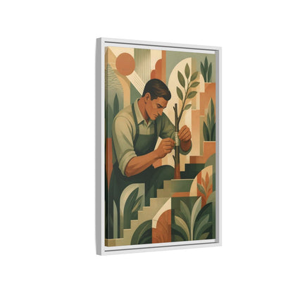 Side Mockup 1. Gardener Motivation Scene shown as framed canvas print