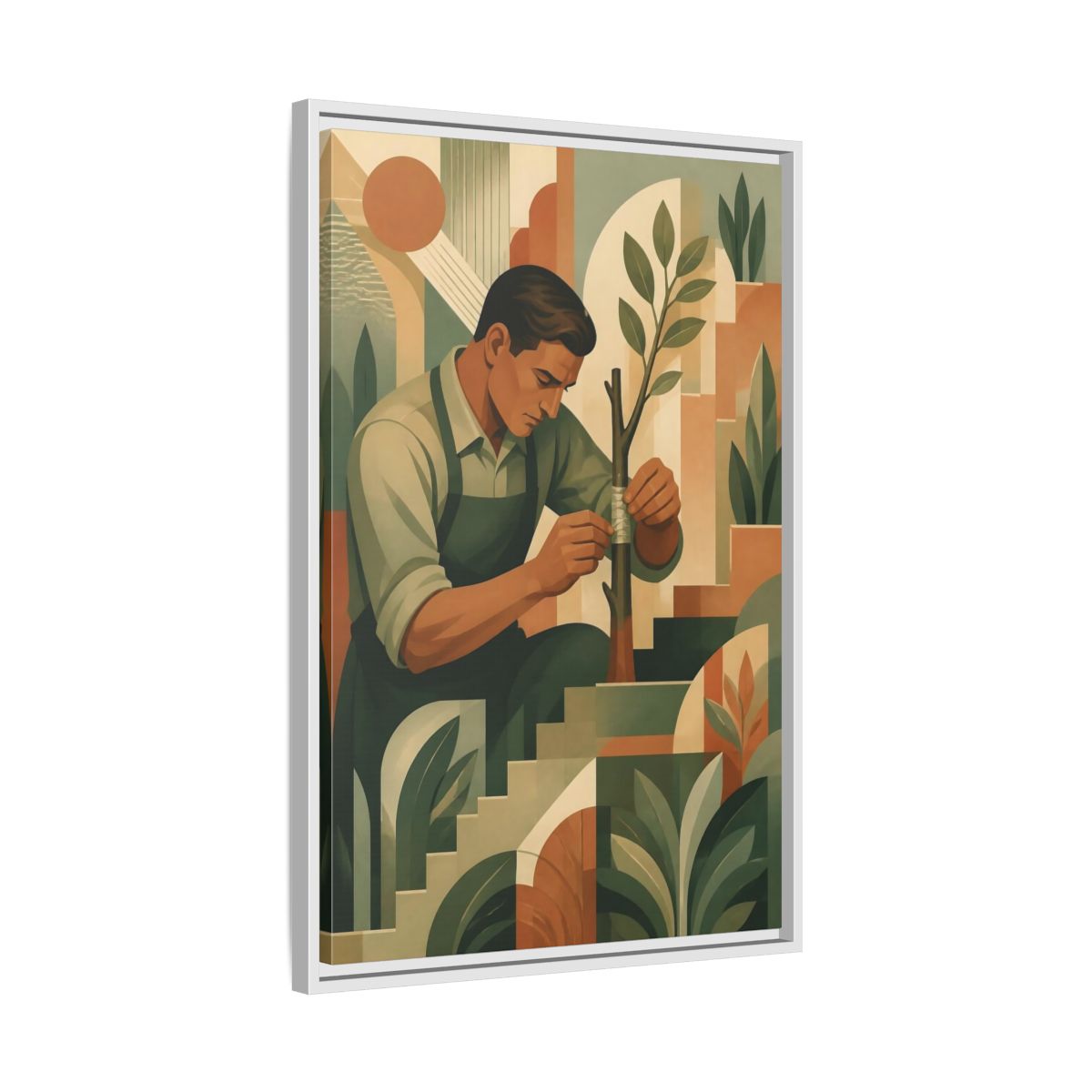 Side Mockup 10. Gardener Motivation Scene shown as framed canvas print