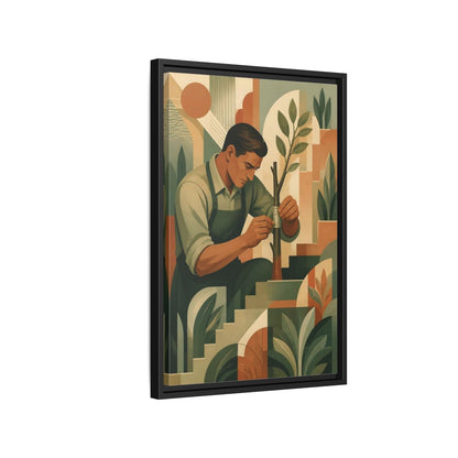 Side Mockup 3. Gardener Motivation Scene shown as framed canvas print