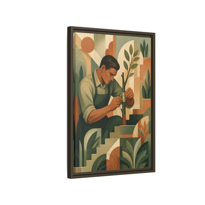 Side Mockup 2. Gardener Motivation Scene shown as framed canvas print