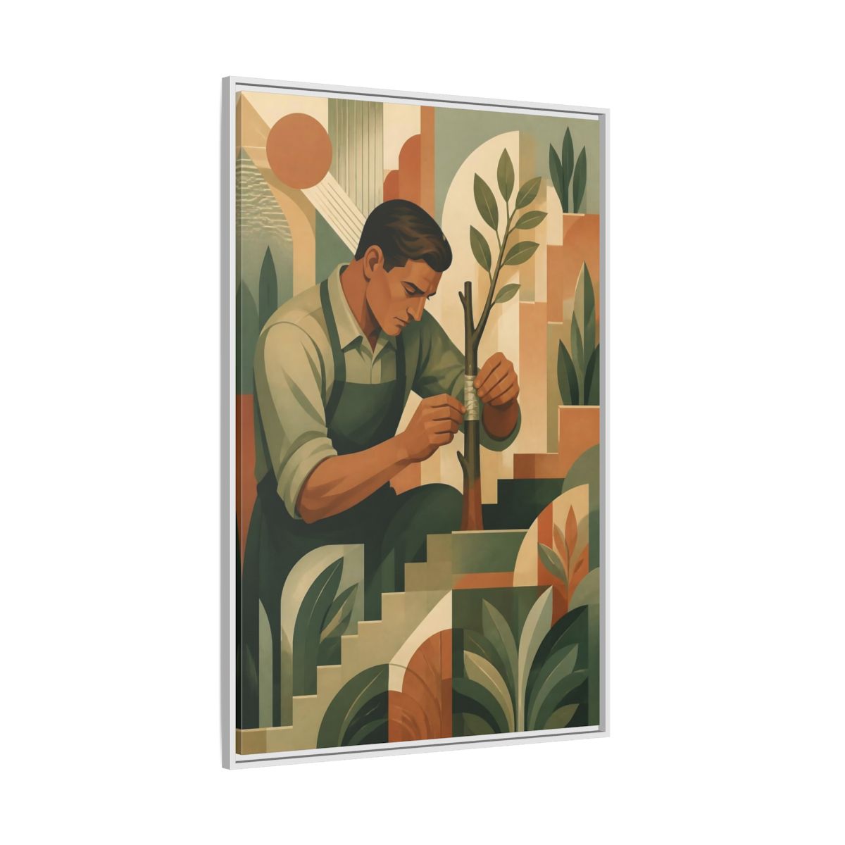 Side Mockup 7. Gardener Motivation Scene shown as framed canvas print