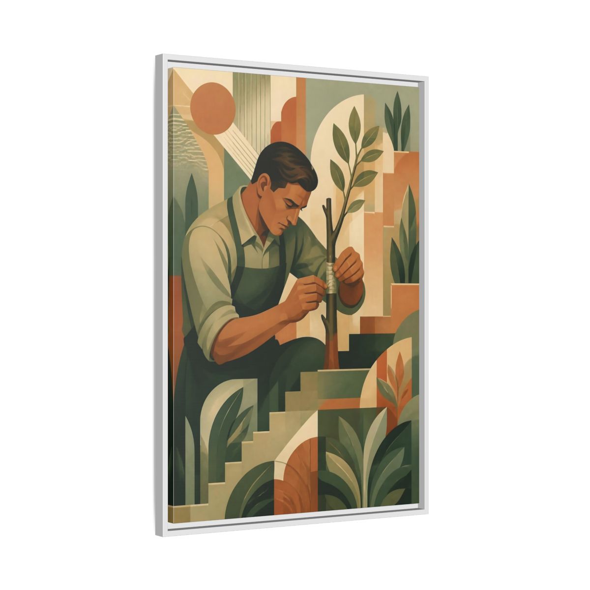 Side Mockup 9. Gardener Motivation Scene shown as framed canvas print