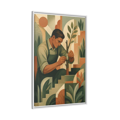 Side Mockup 9. Gardener Motivation Scene shown as framed canvas print