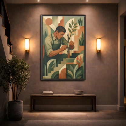 Mockup 2. Gardener Motivation Scene shown as framed canvas print