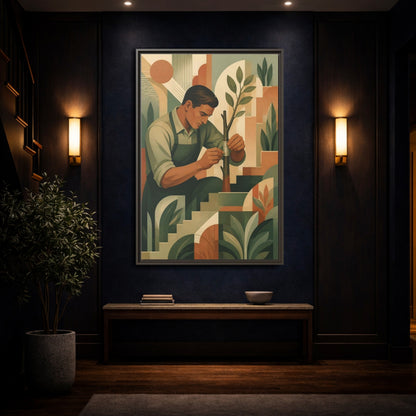 Mockup 4. Gardener Motivation Scene shown as framed canvas print