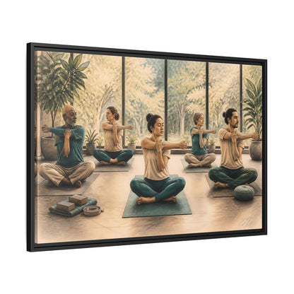 Side Mockup 13. Gentle Yoga Group Stretch shown as framed canvas print