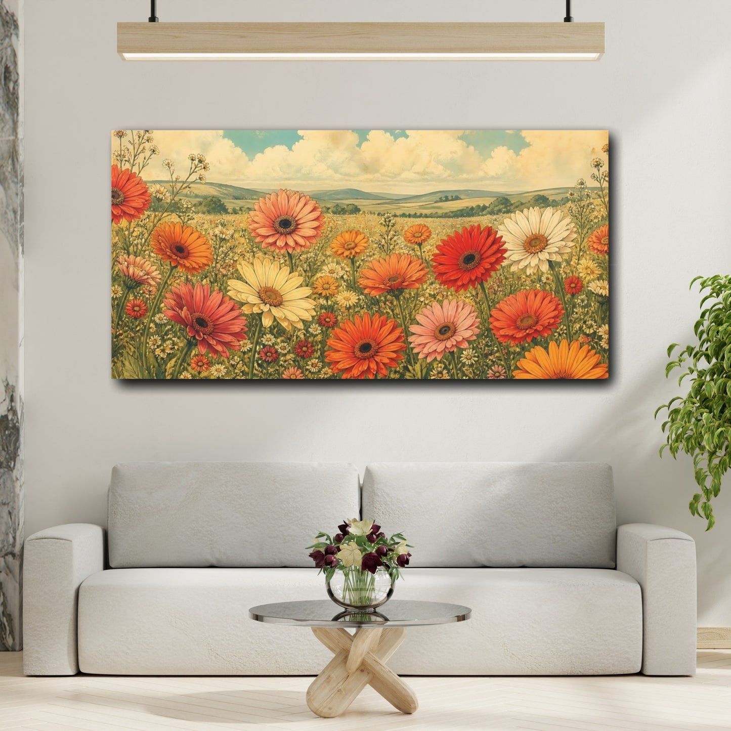 Mockup 2. Gerbera Meadow In Bloom shown as canvas print