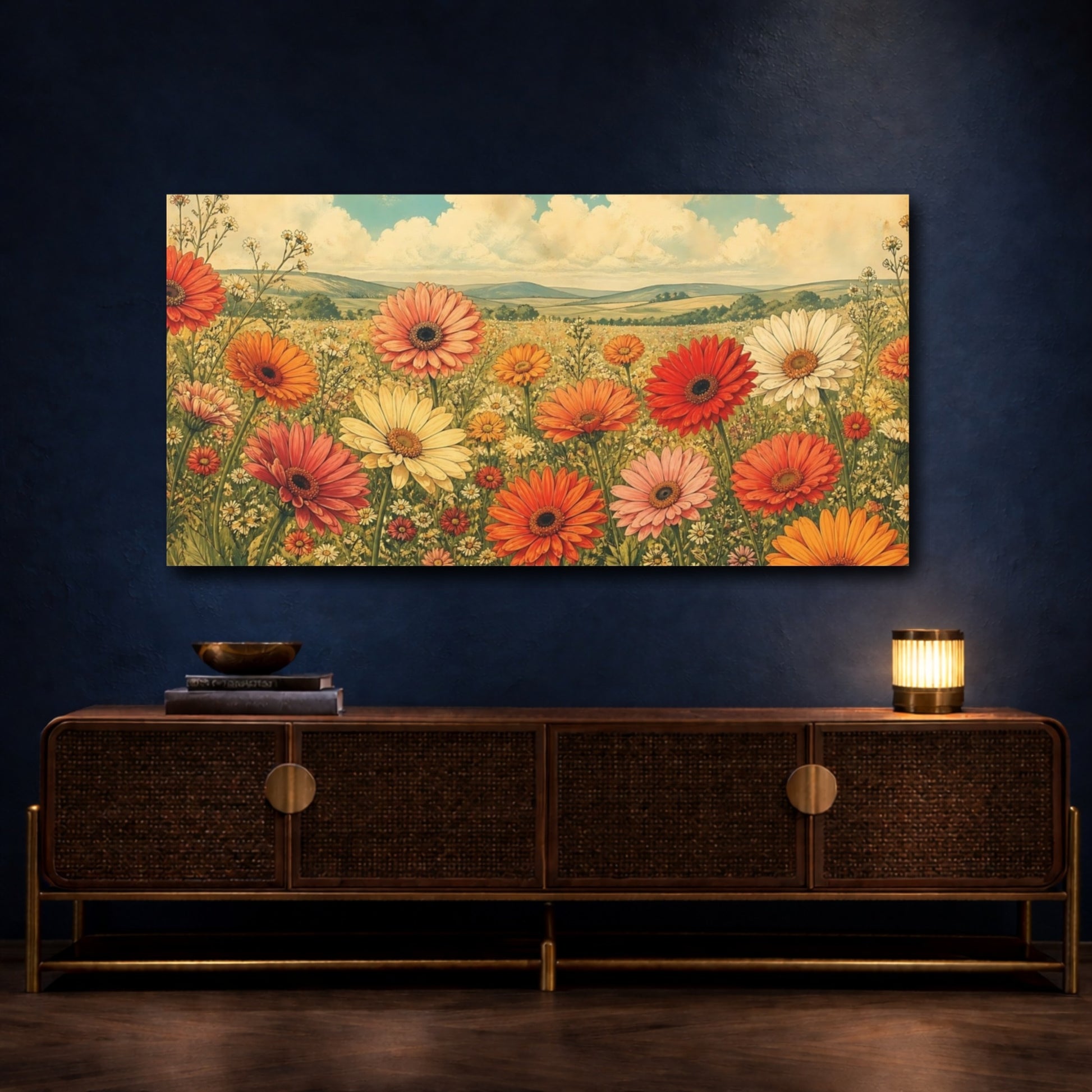 Mockup 4. Gerbera Meadow In Bloom shown as canvas print