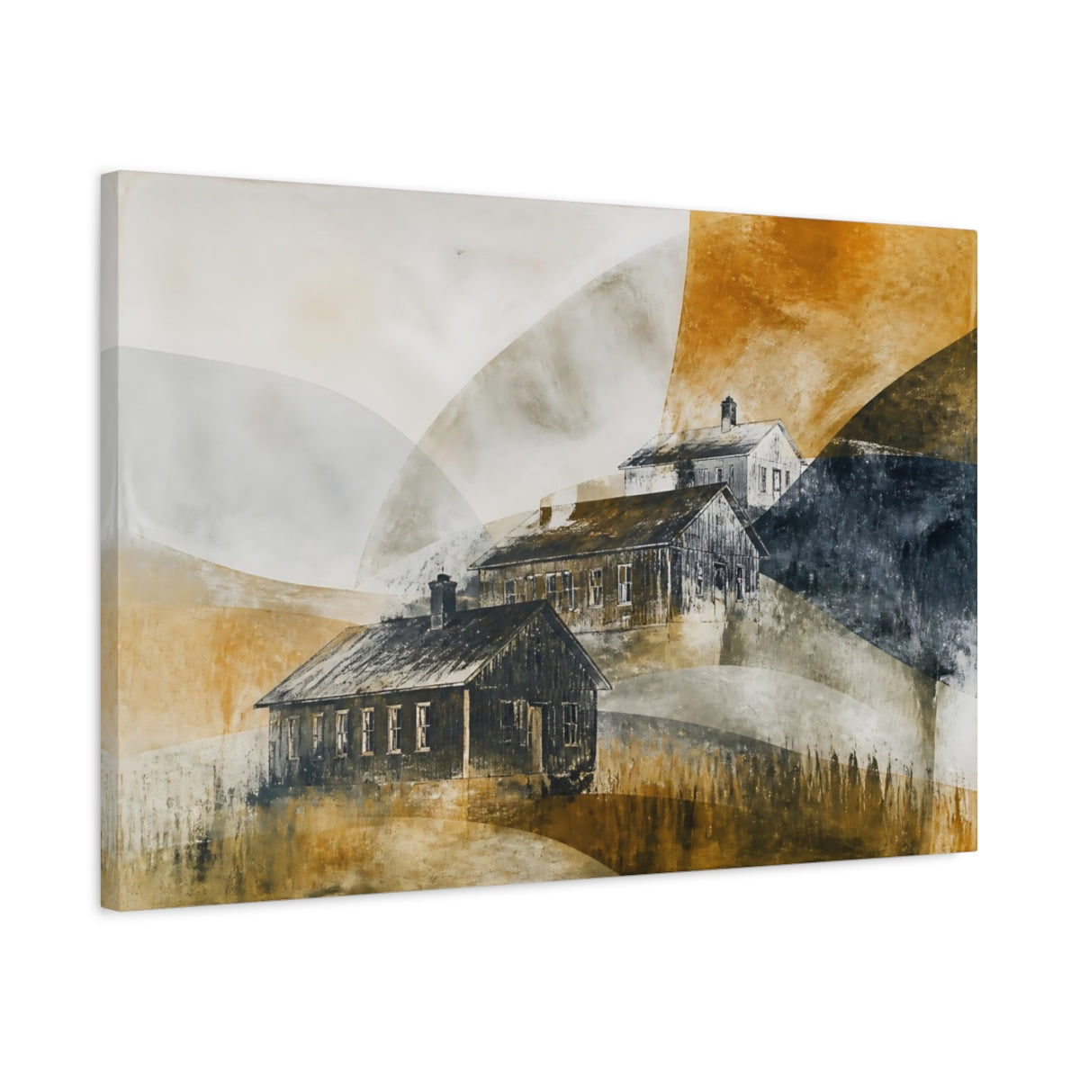 Side Mockup 2. Ghosted Schoolhouses shown as canvas print