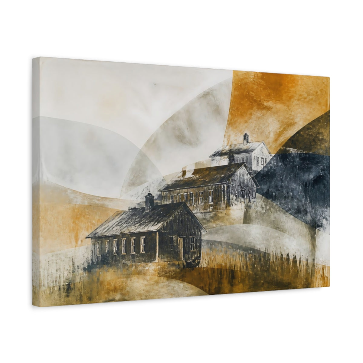 Side Mockup 3. Ghosted Schoolhouses shown as canvas print