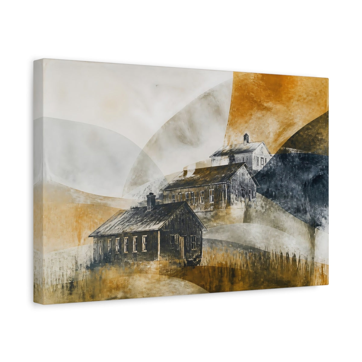 Side Mockup 4. Ghosted Schoolhouses shown as canvas print