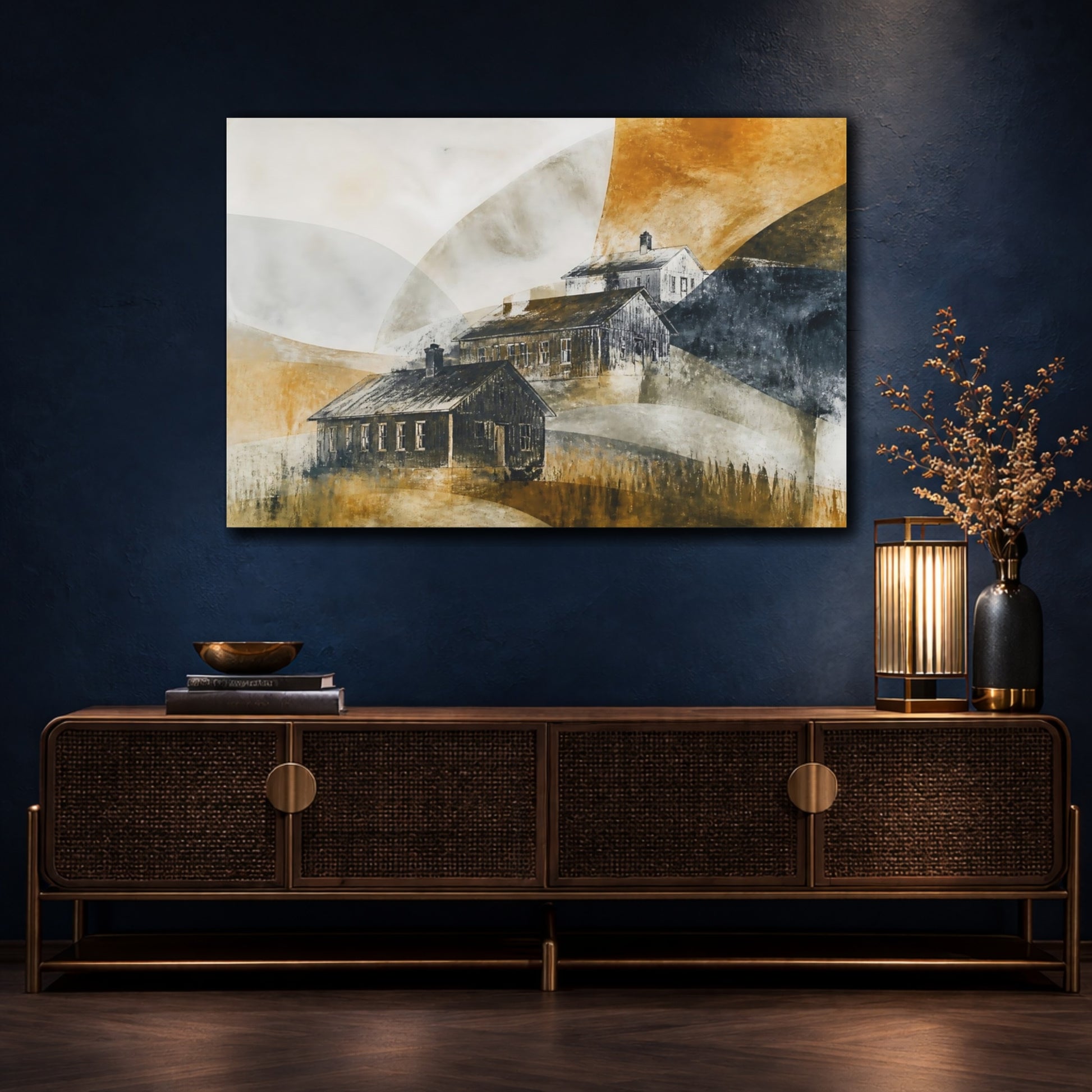 Mockup 4. Ghosted Schoolhouses shown as canvas print