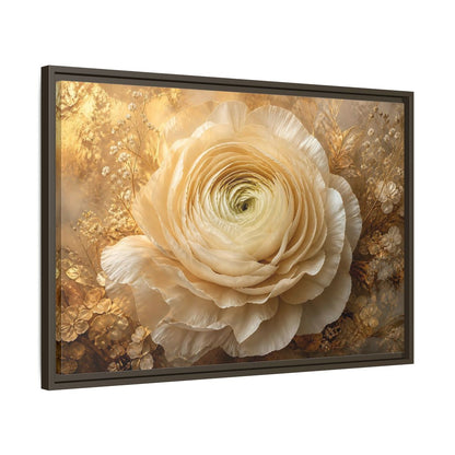 Side Mockup 11. Giant Ivory Ranunculus shown as framed canvas print