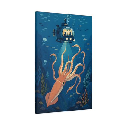 Main Mockup. Giant Squid Kids Room Adventure shown as canvas print